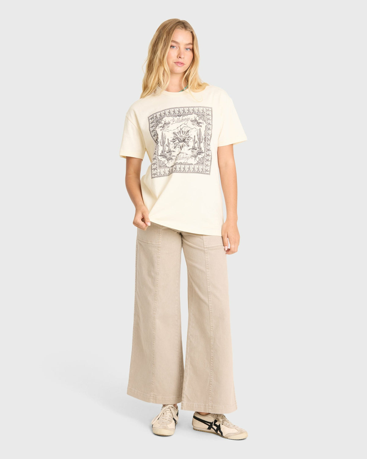 Billabong Women's Heading West Short Sleeve Knit T-Shirt - White Cap