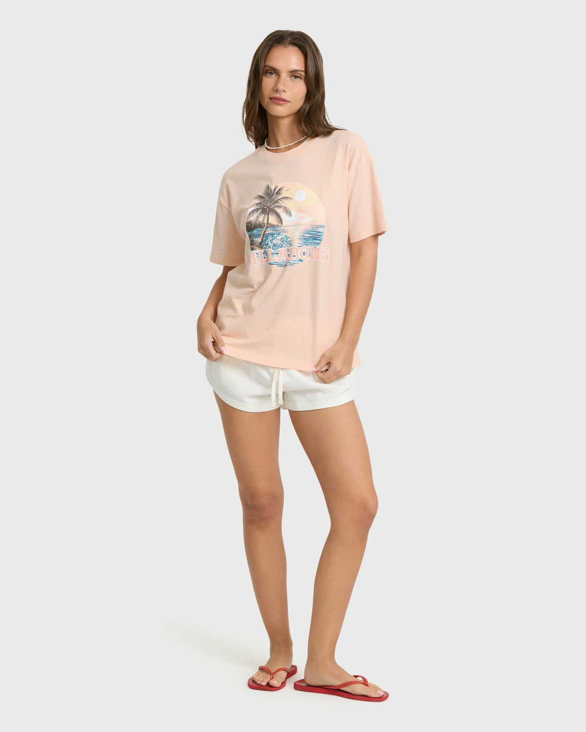 Billabong Women's Make A Splash Short Sleeve Cotton Graphic T-Shirt - Cherry Blossom