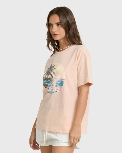 Billabong Women's Make A Splash Short Sleeve Cotton Graphic T-Shirt - Cherry Blossom