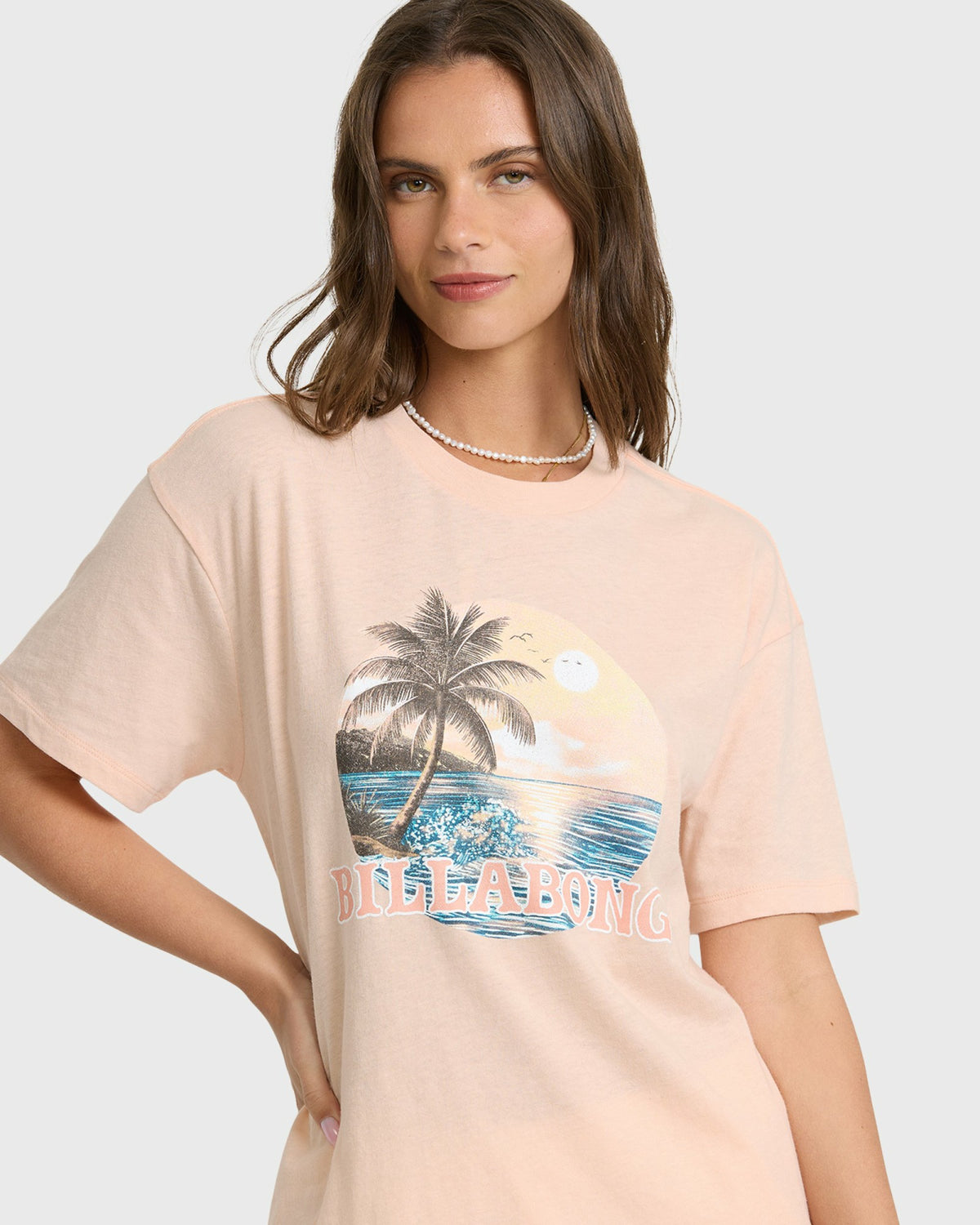 Billabong Women's Make A Splash Short Sleeve Cotton Graphic T-Shirt - Cherry Blossom