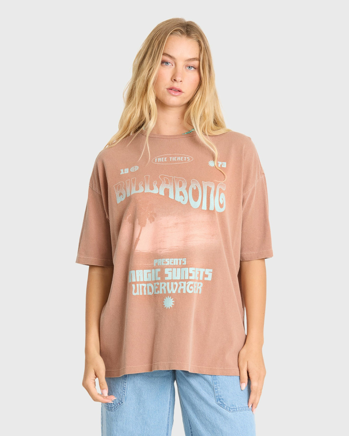 Billabong Women's Take A Tour Short Sleeve Cotton T-Shirt - Sugar Almond