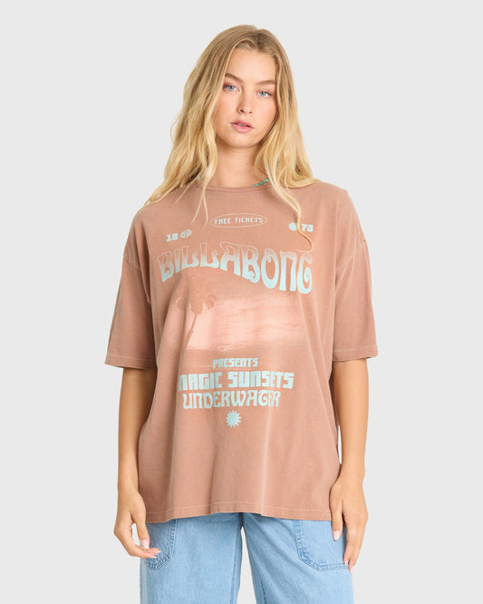 Billabong Women's Take A Tour Short Sleeve Cotton T-Shirt - Sugar Almond