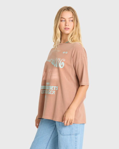 Billabong Women's Take A Tour Short Sleeve Cotton T-Shirt - Sugar Almond