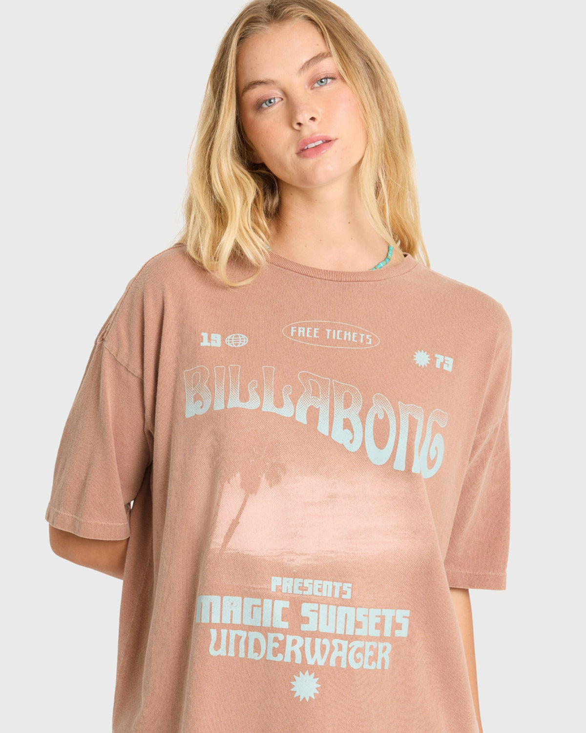 Billabong Women's Take A Tour Short Sleeve Cotton T-Shirt - Sugar Almond