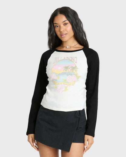 Billabong Women's Paradise Dream Cotton Long Sleeve Raglan T-Shirt - Black Sands