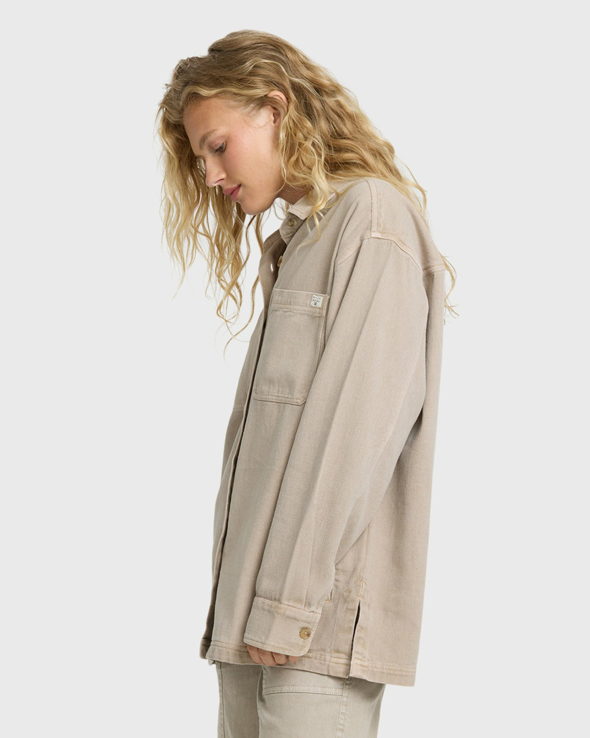 Billabong Women's Washed Ashore 2 Long Sleeve Woven Overshirt - Cobblestone