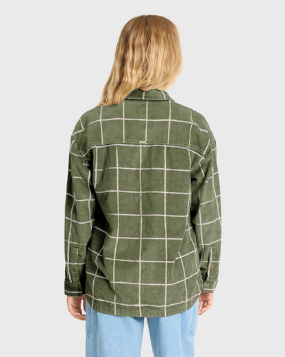 Billabong Women's Fadeaway Long Sleeve Corduroy Shacket - Canteen