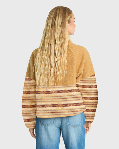 Billabong Women's Popoyo Sherpa Full Zip Fleece Jacket - Curry