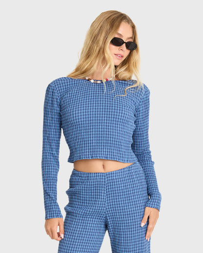 Billabong Women's Twilight Dreamer Long Sleeve Woven Shirt - True Navy