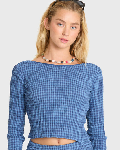 Billabong Women's Twilight Dreamer Long Sleeve Woven Shirt - True Navy