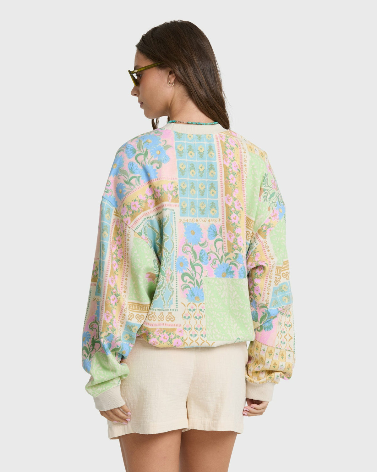 Billabong Women's Love Crush Kendal Crewneck Sweatshirt - White Multi
