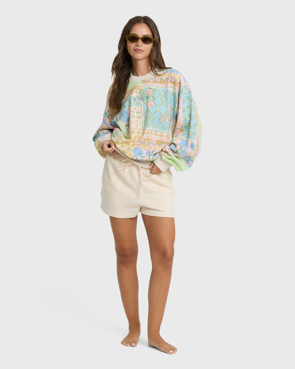 Billabong Women's Love Crush Kendal Crewneck Sweatshirt - White Multi