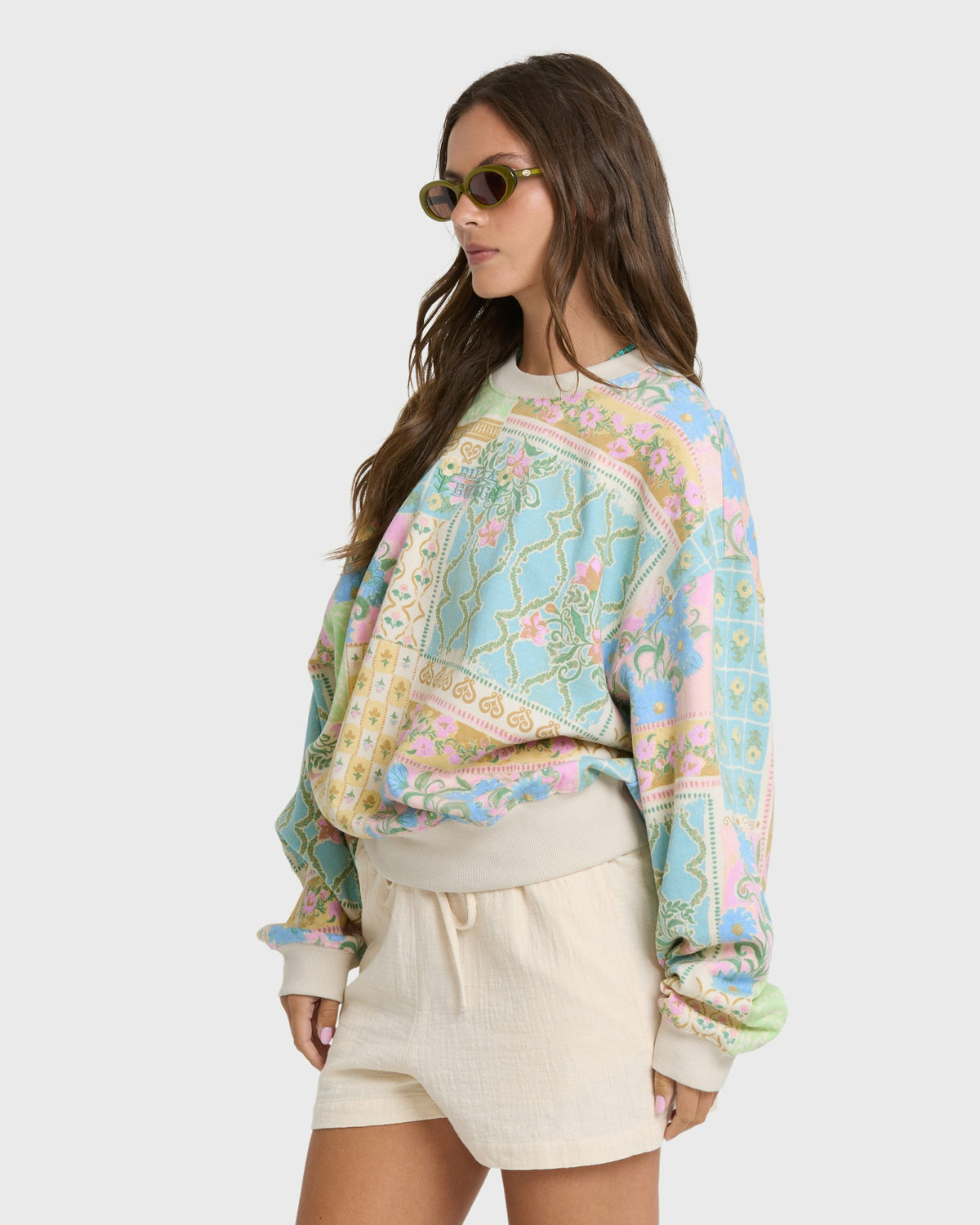Billabong Women's Love Crush Kendal Crewneck Sweatshirt - White Multi