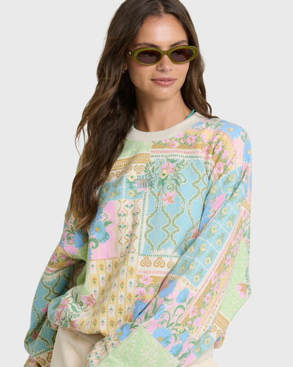 Billabong Women's Love Crush Kendal Crewneck Sweatshirt - White Multi