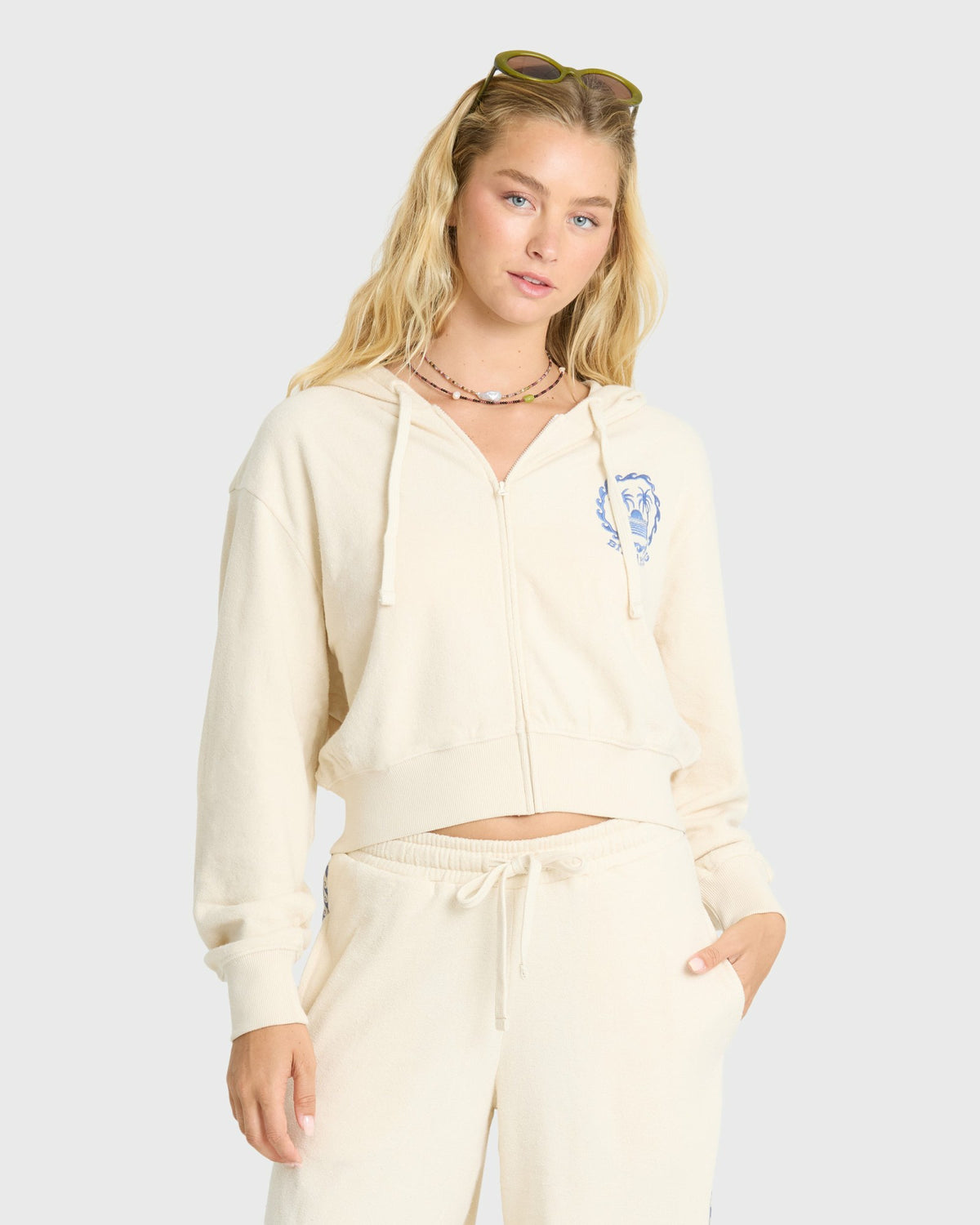 Billabong Women's Palm 73 Zip-Up Hoodie - White Cap