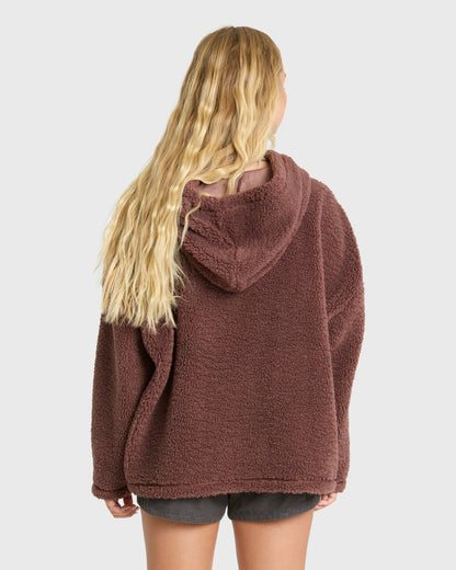 Billabong Women's Time Out Sherpa Fleece Pullover Hoodie - Espresso