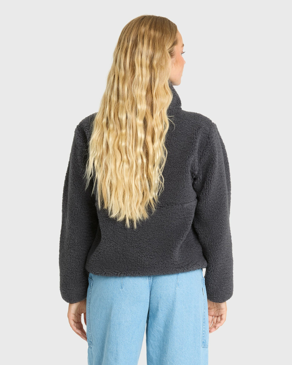 Billabong Women's Horizon Sherpa Mock Neck Half Zip Sweatshirt - Black Sands