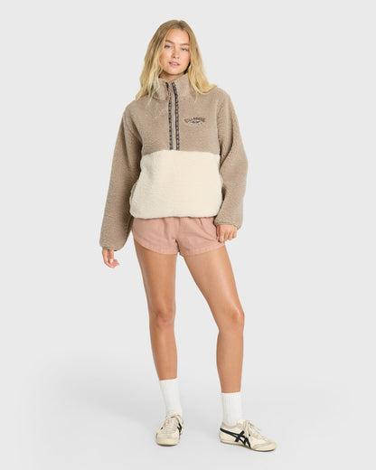 Billabong Women's Horizon Sherpa Mock Neck Half Zip Sweatshirt - Cobblestone