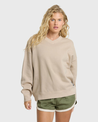 Billabong Women's That Life V-Neck Sweatshirt - Cobblestone