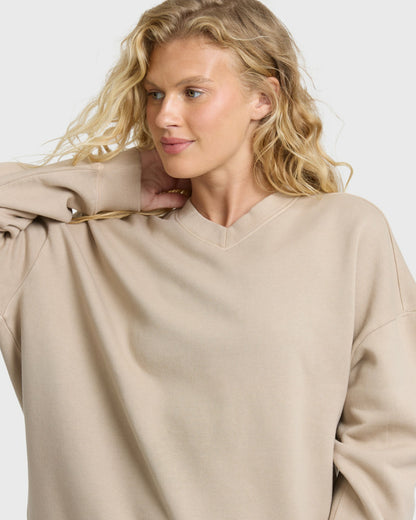 Billabong Women's That Life V-Neck Sweatshirt - Cobblestone