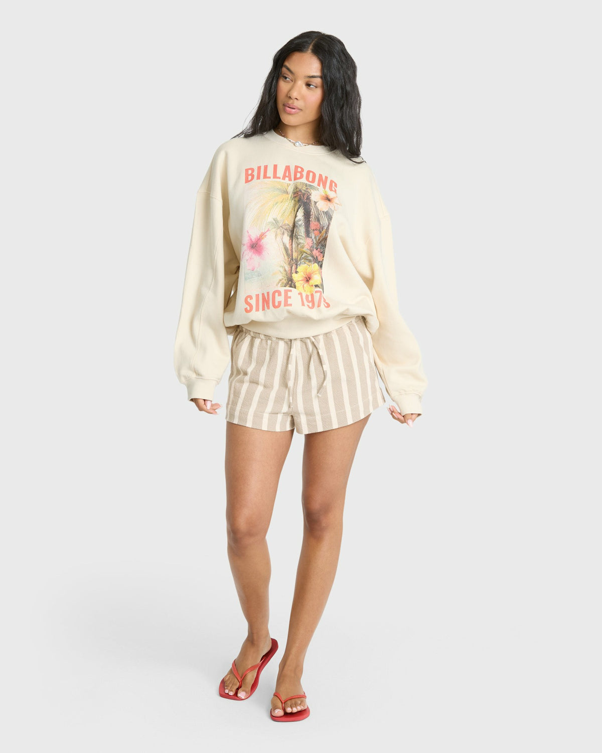 Billabong Women's Summer Kendal Crewneck Sweatshirt - White Cap