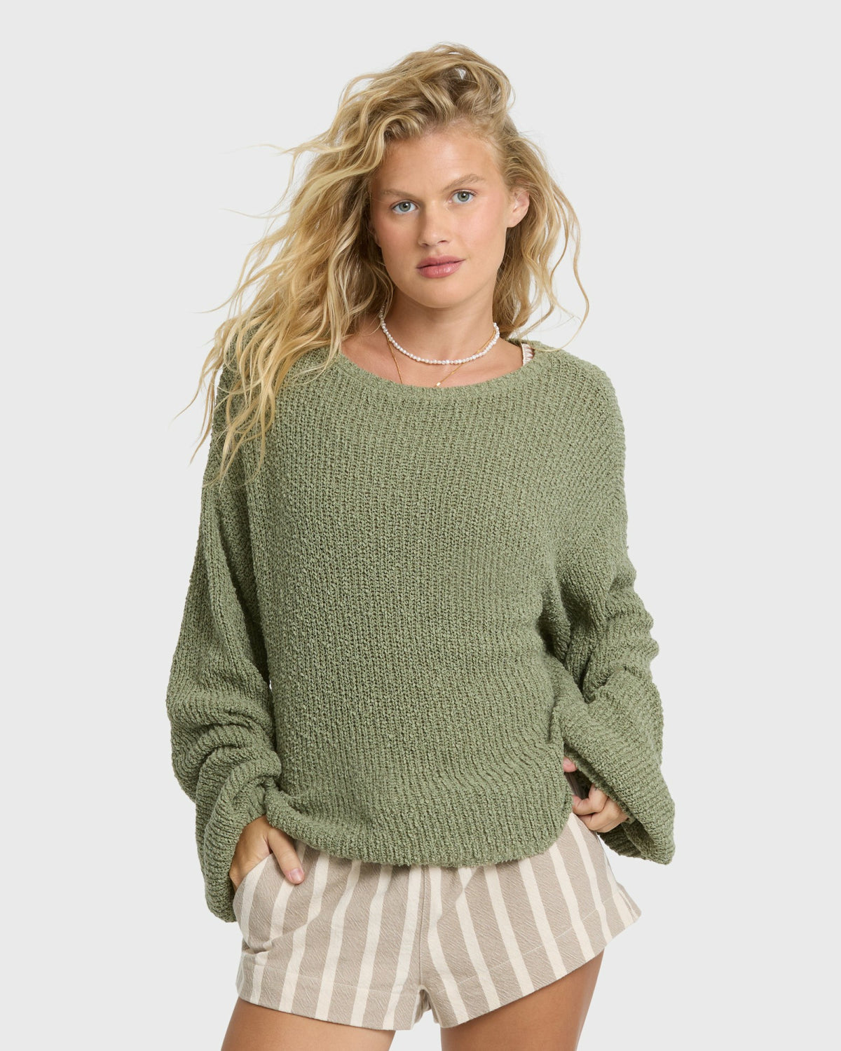Billabong Women's Open Air Crewneck Sweater - Army Green
