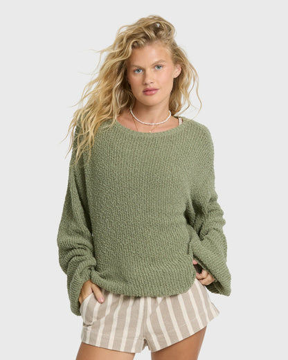 Billabong Women's Open Air Crewneck Sweater - Army Green