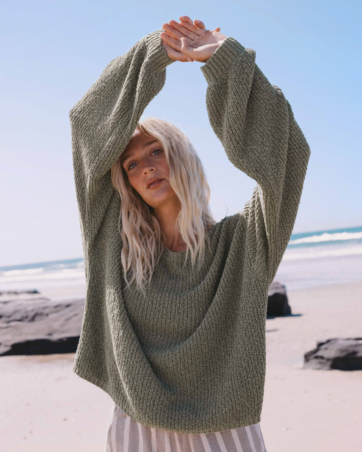 Billabong Women's Open Air Crewneck Sweater - Army Green