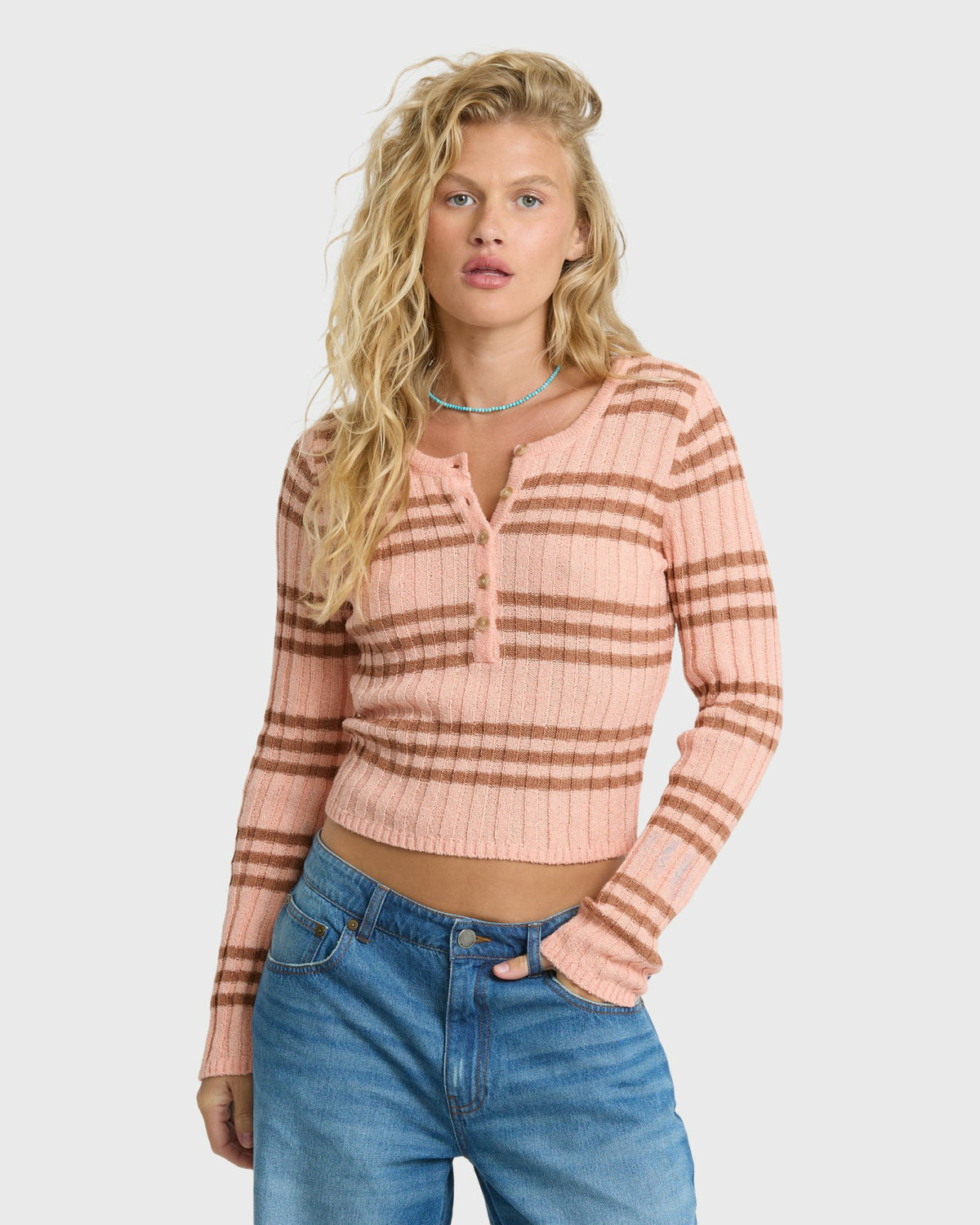 Billabong Women's Ziggy V-Neck Sweater - Pale Peach