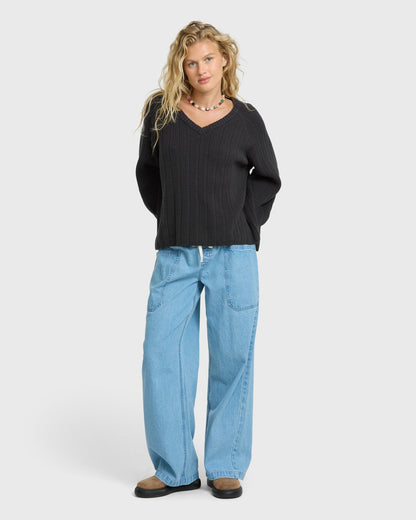 Billabong Women's Dallas V-Neck Sweater - Black Sands