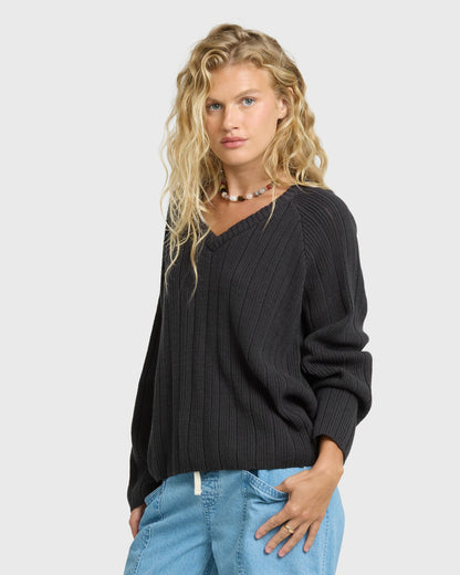 Billabong Women's Dallas V-Neck Sweater - Black Sands