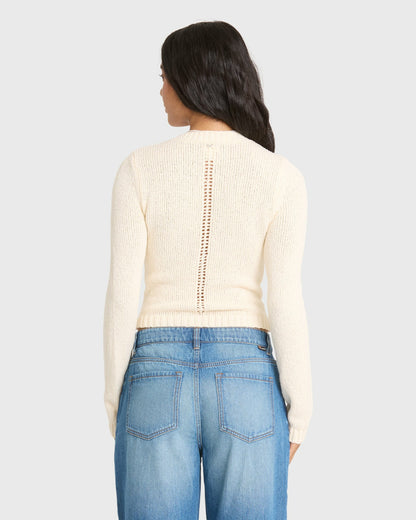 Billabong Women's Sweet Clare Crewneck Sweater - White Cap