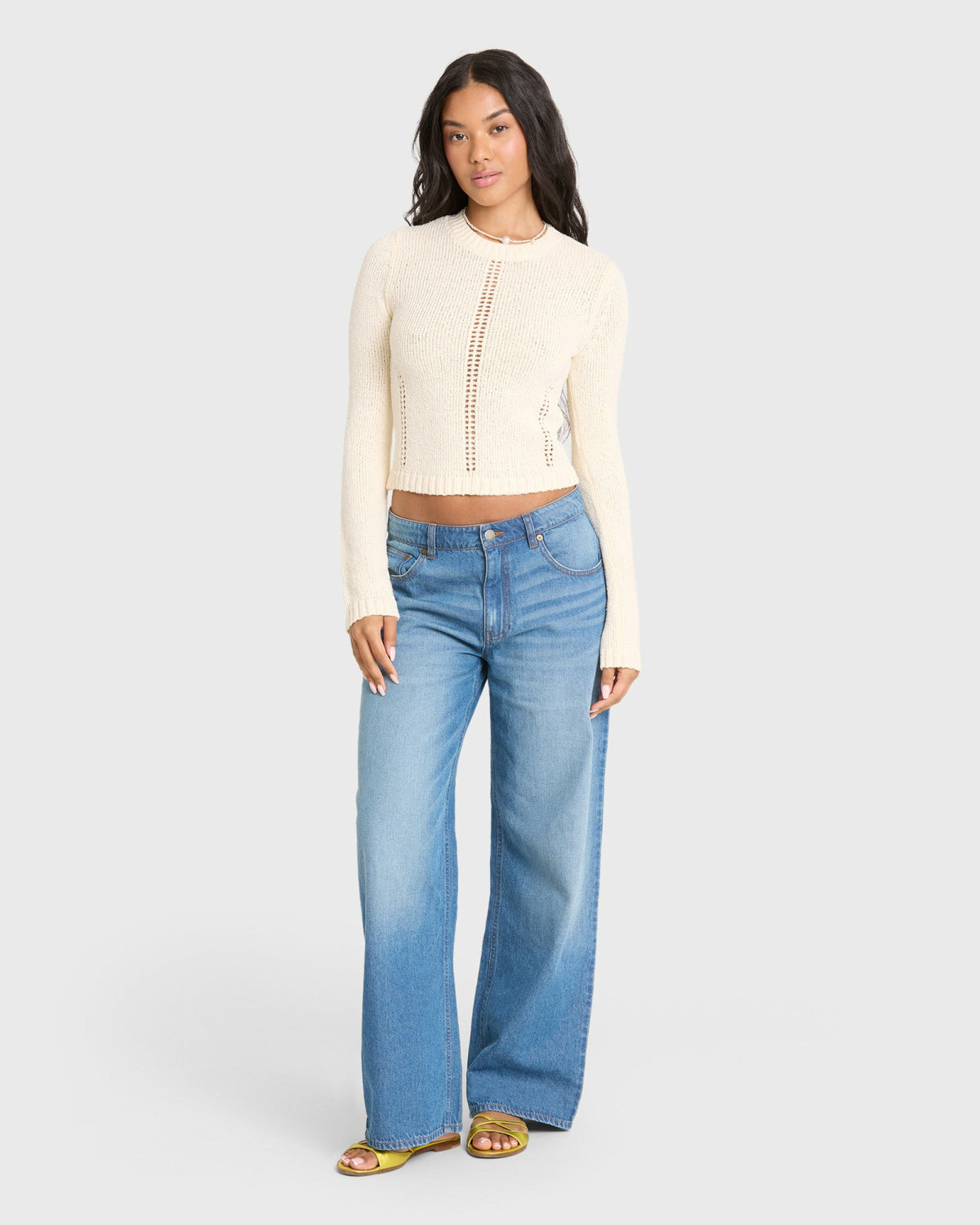 Billabong Women's Sweet Clare Crewneck Sweater - White Cap