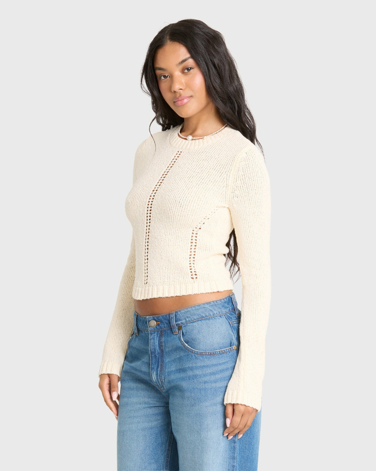 Billabong Women's Sweet Clare Crewneck Sweater - White Cap