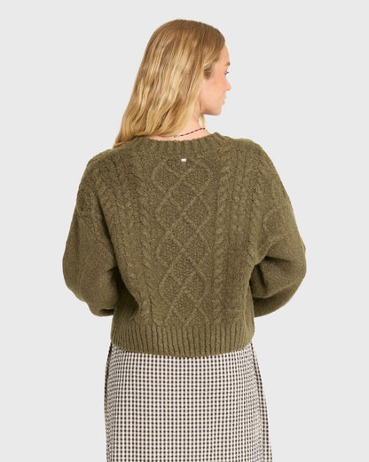 Billabong Women's August V-Neck Cardigan Sweater - Canteen