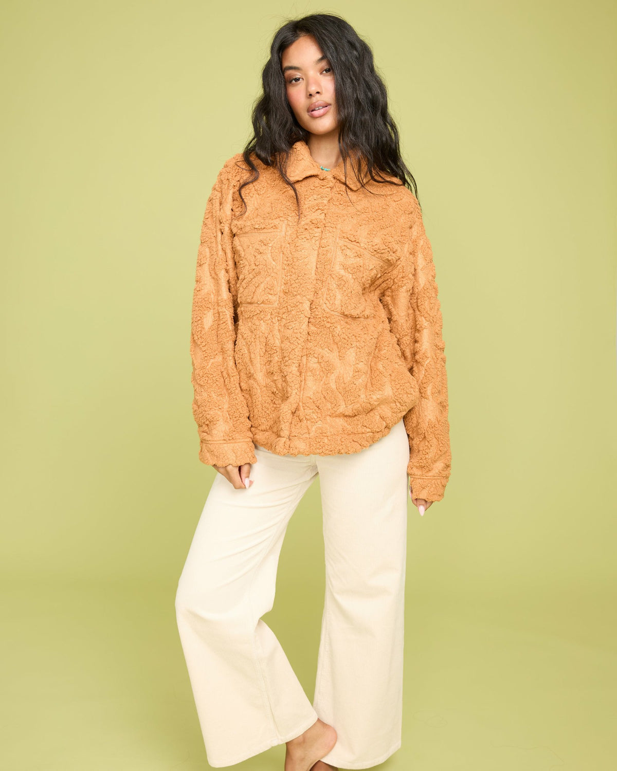 Billabong Women's Sundown Sherpa Shacket - Camel