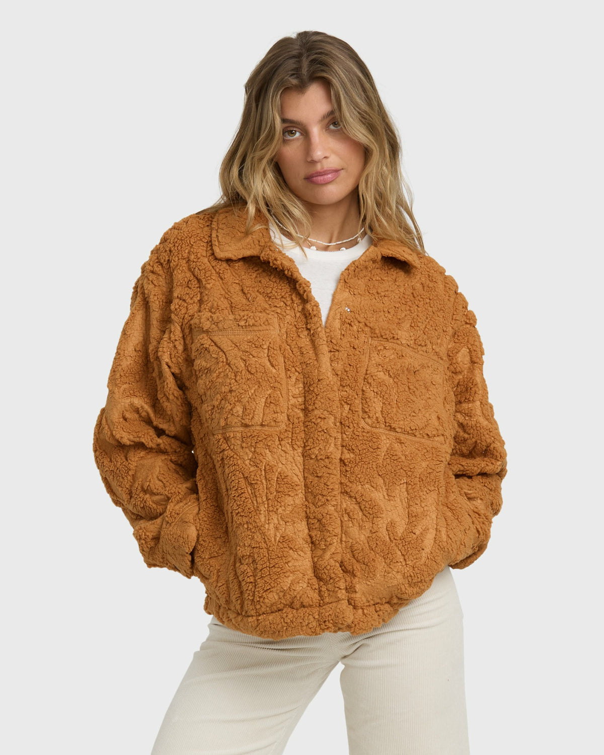 Billabong Women's Sundown Sherpa Shacket - Camel