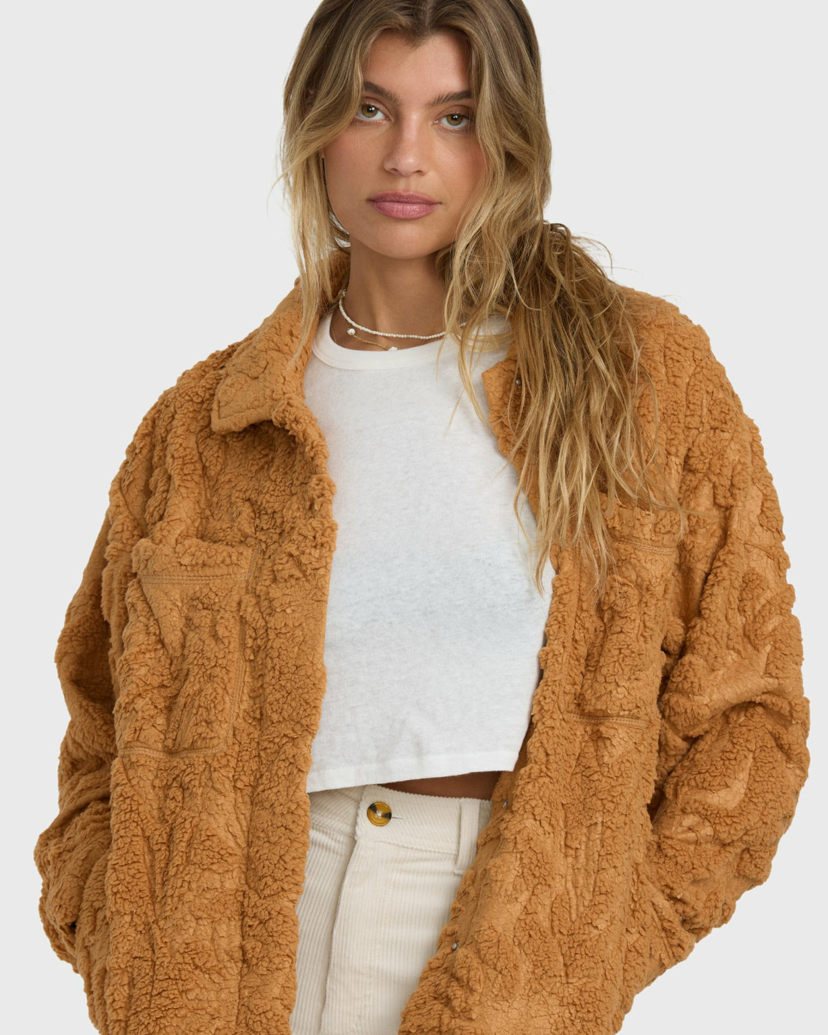 Billabong Women's Sundown Sherpa Shacket - Camel