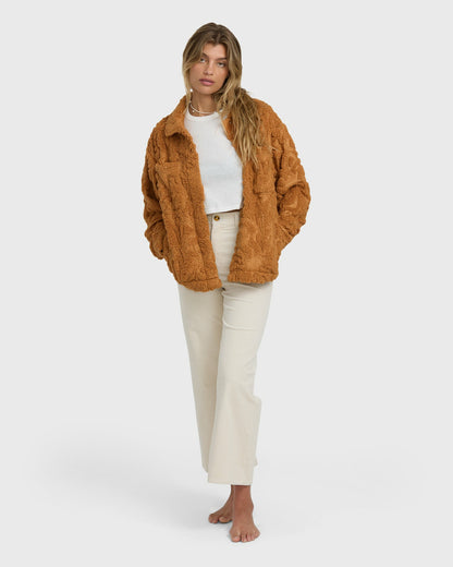 Billabong Women's Sundown Sherpa Shacket - Camel