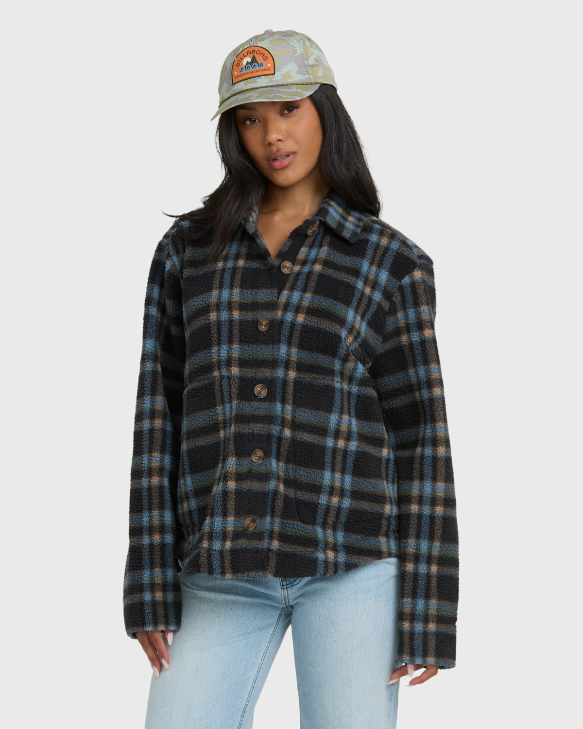 Billabong Women's Breezy Sherpa Shacket - Black Sands