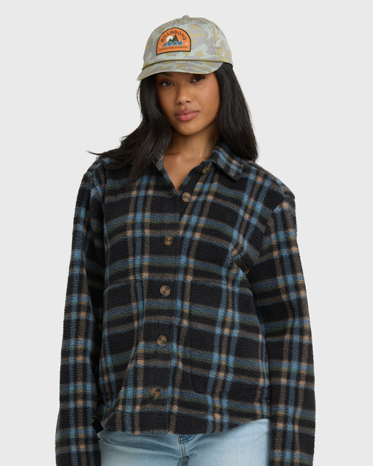 Billabong Women's Breezy Sherpa Shacket - Black Sands