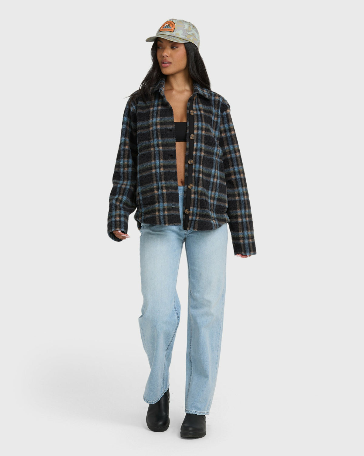 Billabong Women's Breezy Sherpa Shacket - Black Sands