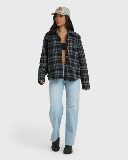 Billabong Women's Breezy Sherpa Shacket - Black Sands