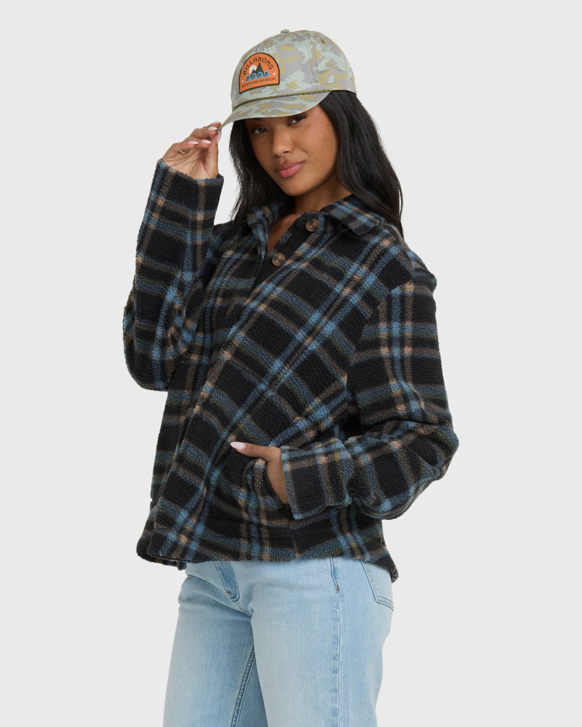 Billabong Women's Breezy Sherpa Shacket - Black Sands