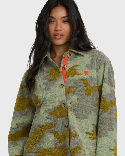 Billabong Women's Breezy Sherpa Shacket - Camoflauge