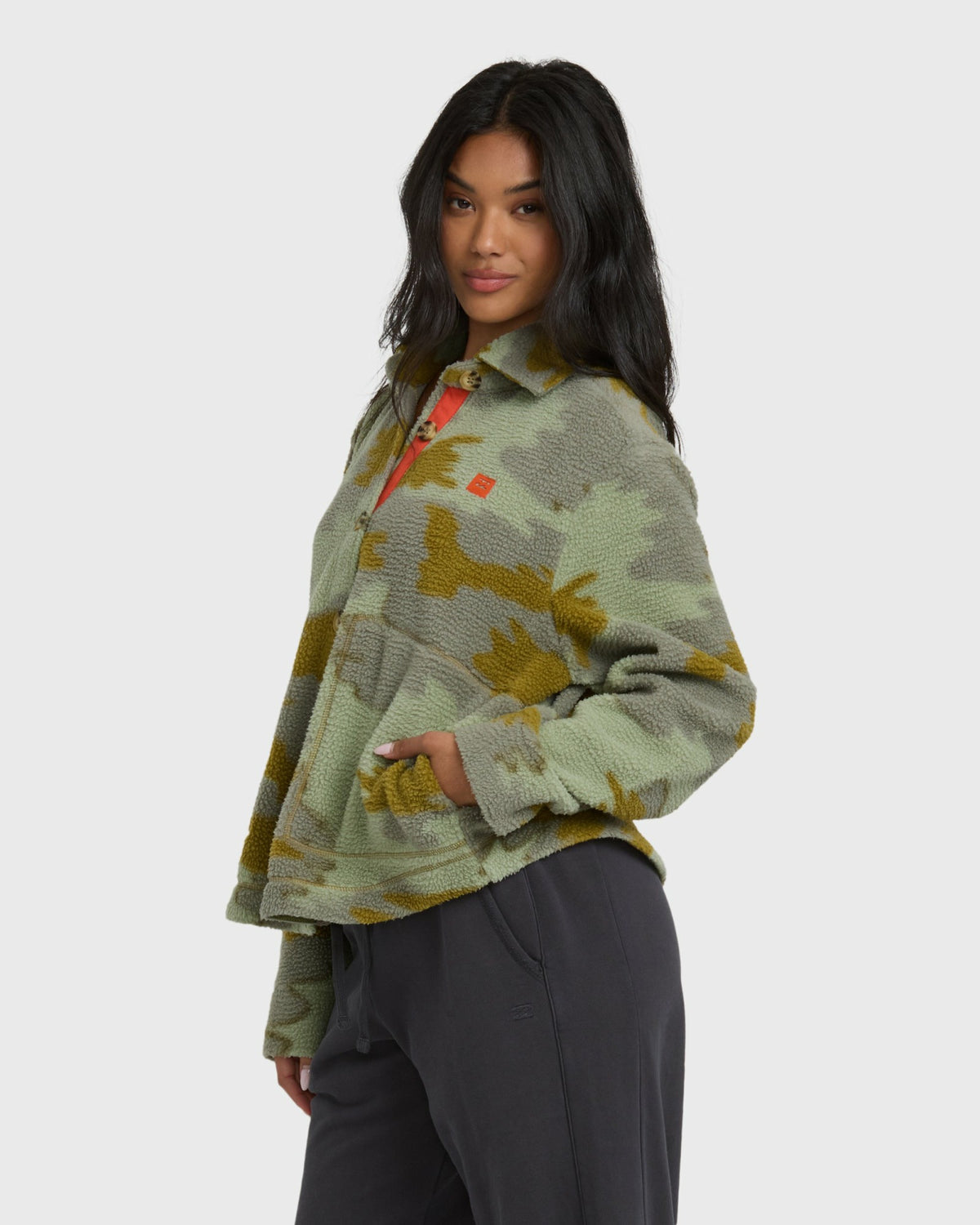 Billabong Women's Breezy Sherpa Shacket - Camoflauge