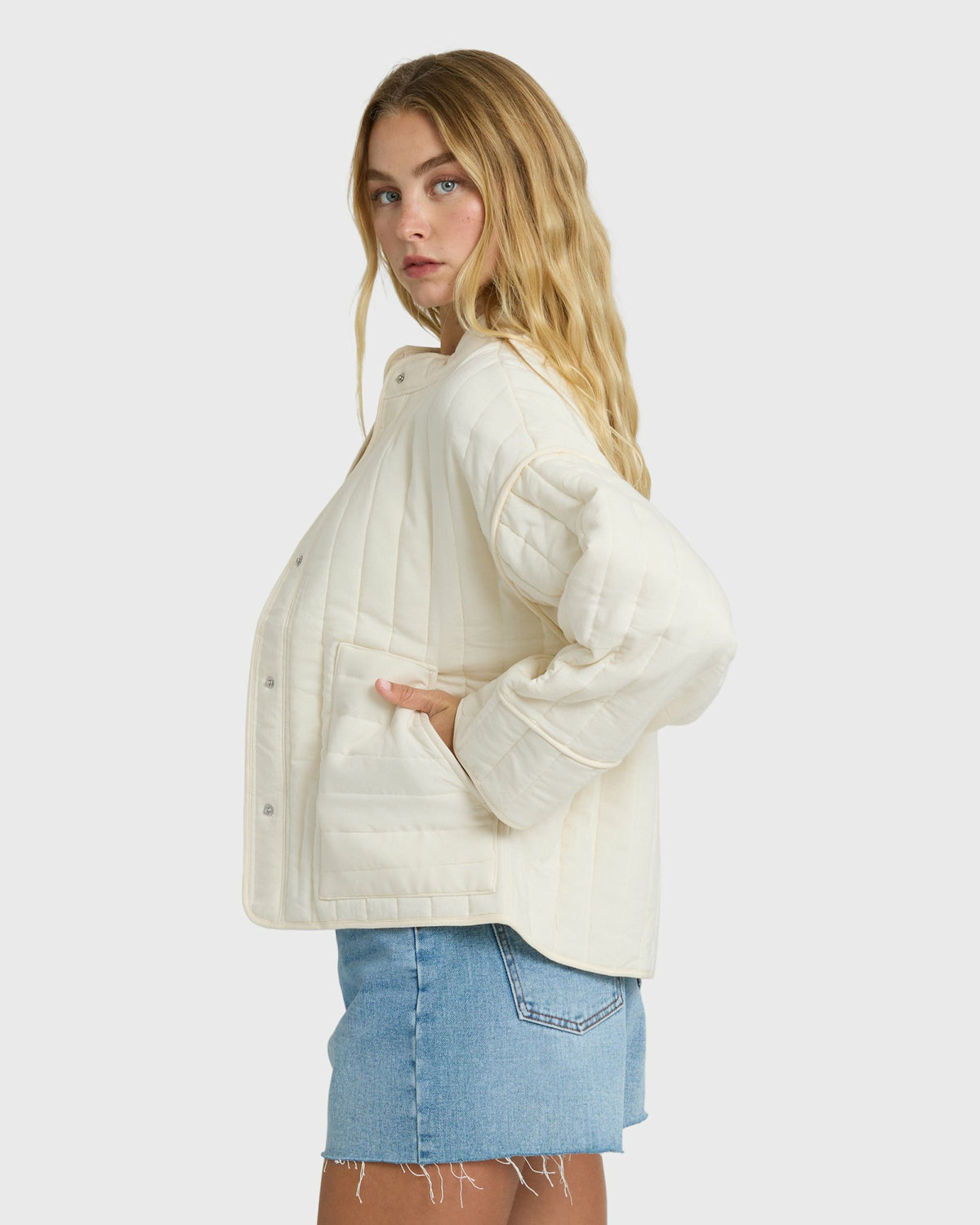 Billabong Women's Folk Story 2 Quilted Jacket - White Cap