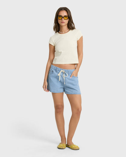 Billabong Women's Jade Saltwashed Denim Shorts - Sea Blue