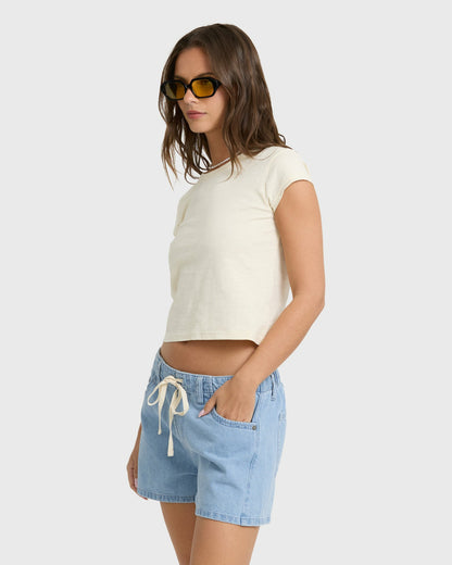 Billabong Women's Jade Saltwashed Denim Shorts - Sea Blue