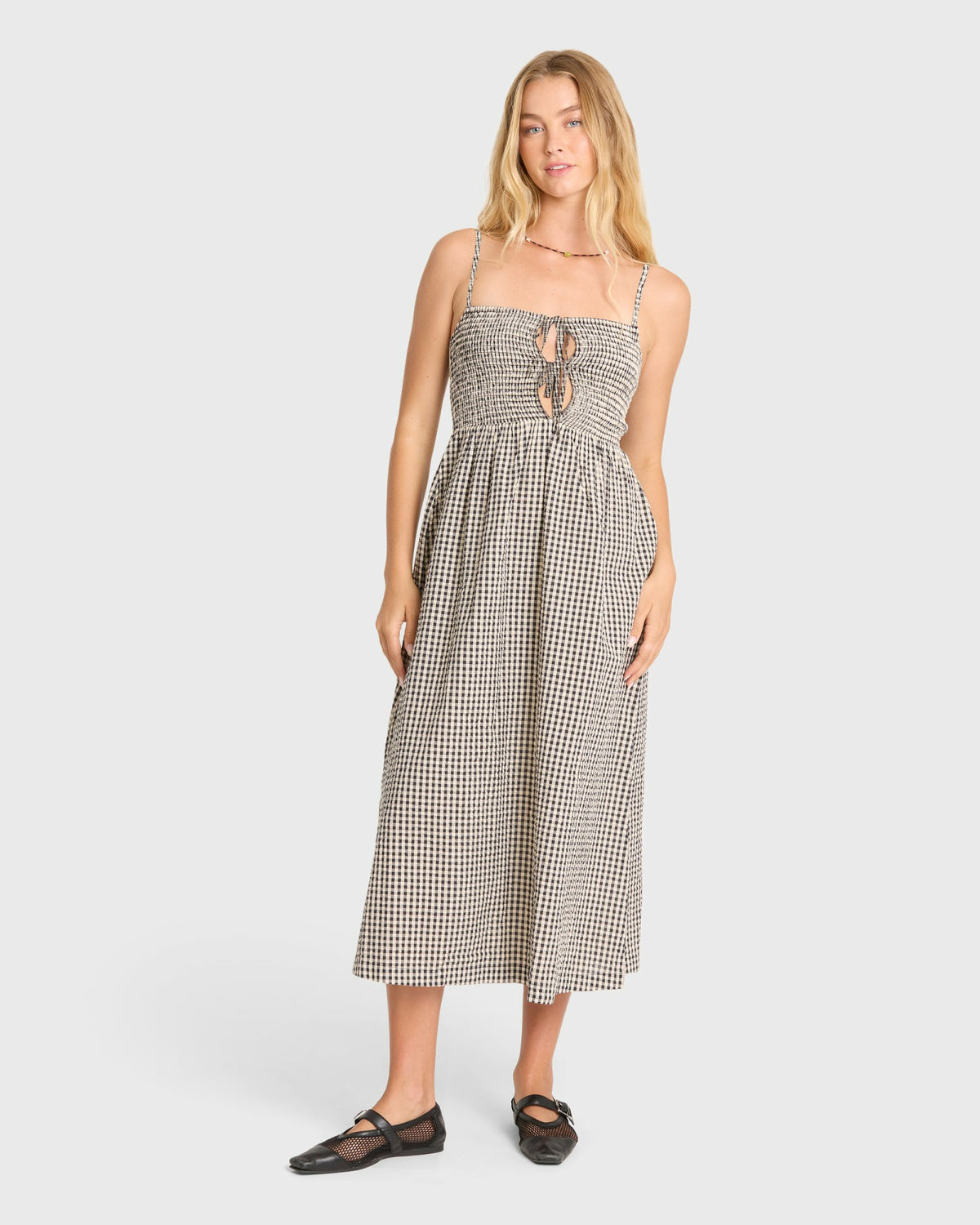Billabong Women's Beach Check Midi Dress - White\/Black